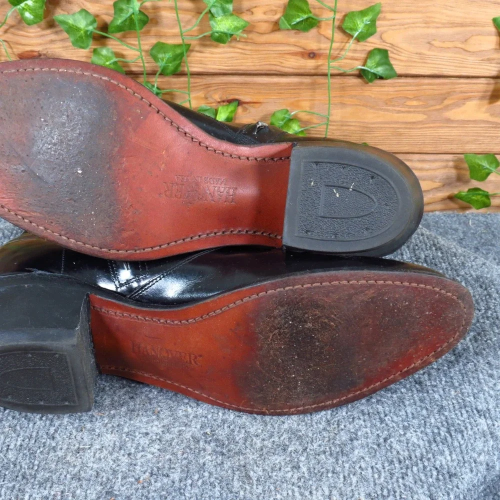 Hanover 3688 Mens Western Side Zip Boots Size 9.5 D/B Dress Formal Black Leather - Picture 7 of 8